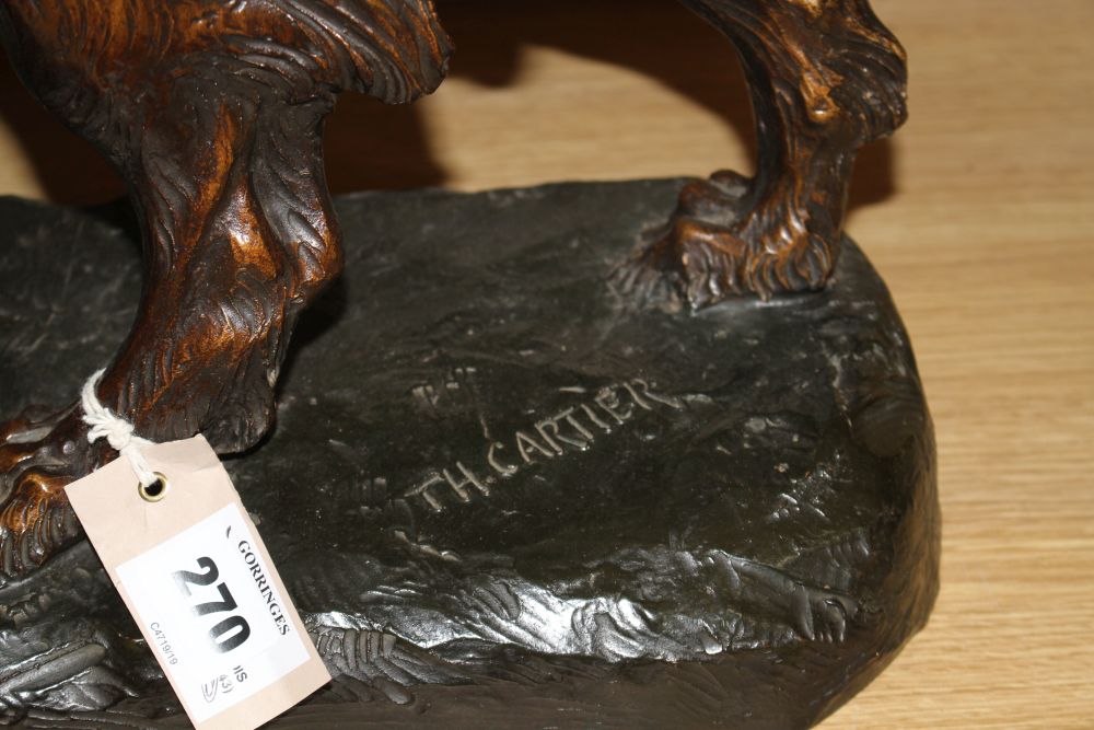 Thomas Francois Cartier (French, 1879-1943). A French bronzed terracotta model of a Gordon Setter, W.29in.